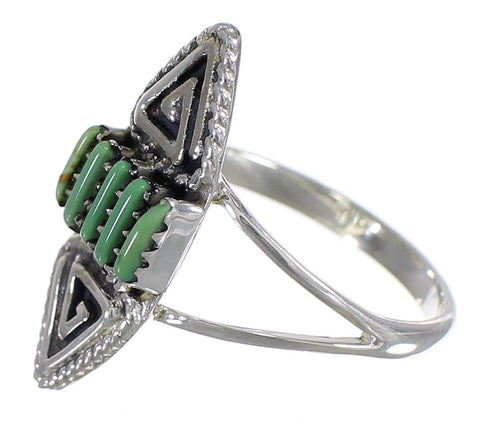 Turquoise Southwest Silver Water Wave Needlepoint Ring Size 7 QX85015